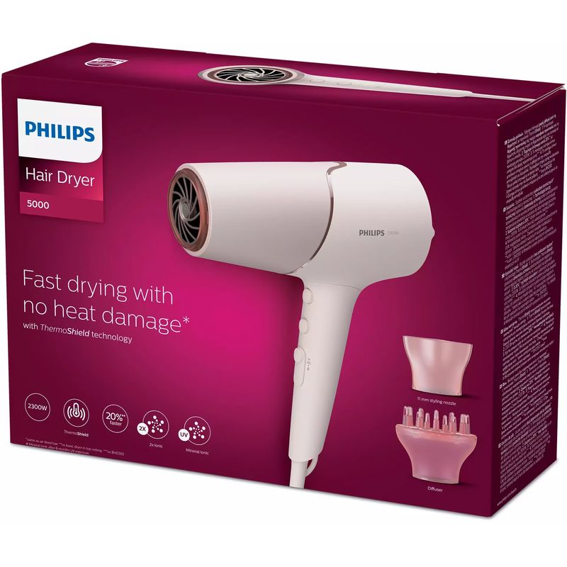 Ingrijire personala si Cosmetice - Aparate & accesorii ingrijire personala - Hair styling - Uscatoare de par - Uscator de par Philips BHD530/00, 2300W, tehnologie ThermoShield, ingrijire cu ioni, 2 setari de viteza, 3 setari de tem - Infinity.ro