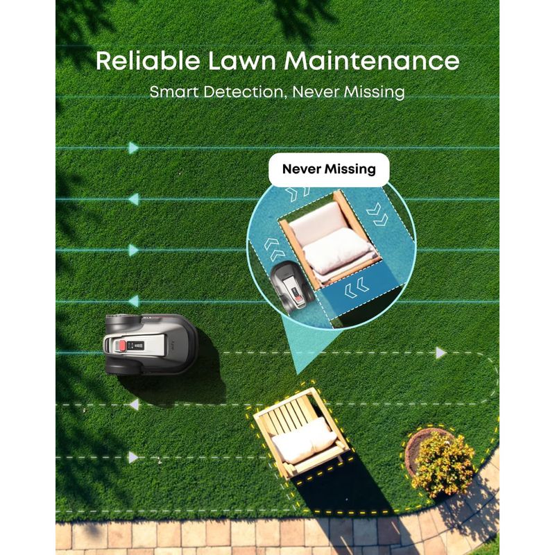Casa si Gradina - Gradinarit si plante - Utilaje gradina - Masini de tuns iarba - Robot de tuns iarba/gazon eufy E15, Inaltime de taiere 2.5 - 7.6 cm, Management Multi-Zone, Auto Mapare, Navigatie Smart - Infinity.ro