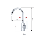 Casa si Gradina - Sanitare - Chiuveta bucatarie si accesorii - Baterii bucatarie - Baterie chiuveta bucatarie Remer Rubinetterie Infinity Kitchen I72, pipa inalta si pivotanta, monocomanda - Infinity.ro