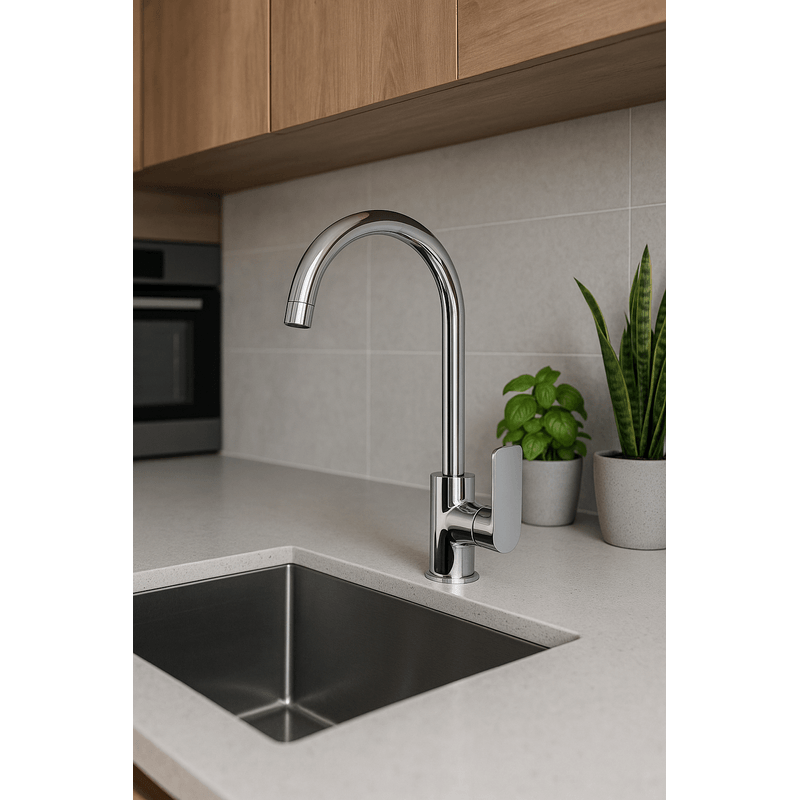 Casa si Gradina - Sanitare - Chiuveta bucatarie si accesorii - Baterii bucatarie - Baterie chiuveta bucatarie Remer Rubinetterie Infinity Kitchen I72, pipa inalta si pivotanta, monocomanda - Infinity.ro