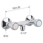 Casa si Gradina - Sanitare - Lavoar baie si accesorii - Baterii sanitare - Baterie de dus Remer Rubinetterie 1000-2000 38Y, montaj pe perete, dublu comanda, conecxiune dus, alama cromata - Infinity.ro