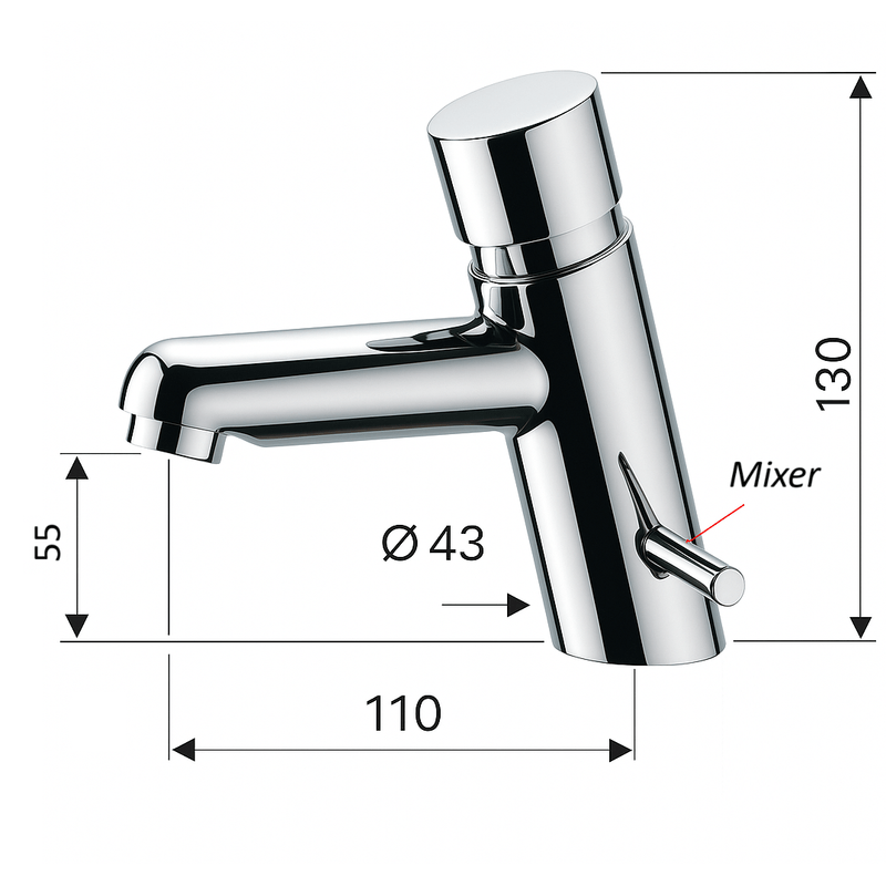 Casa si Gradina - Sanitare - Lavoar baie si accesorii - Baterii sanitare - Baterie lavoar Remer Rubinetterie Tempor TE18M, mixer apa, cromat, flux constant de apa, alama cromata - Infinity.ro