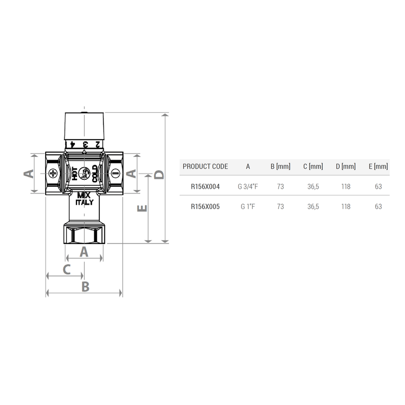 Casa si Gradina - Sanitare - Instalatii hidro - Fitinguri - Supapa termostatica reglabila Giacomini R156X004, 3/4” filet interior, pentru apa calda menajera - Infinity.ro