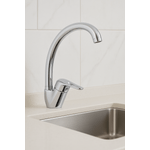 Casa si Gradina - Sanitare - Chiuveta bucatarie si accesorii - Baterii bucatarie - Baterie bucatarie Remer Rubinetterie Kitchen K42, monocomanda, finisaj cromat, pipa inalta pivotanta, alama sanitara - Infinity.ro
