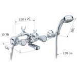 Casa si Gradina - Sanitare - Lavoar baie si accesorii - Baterii sanitare - Baterie cada dus cu set de dus Remer Rubinetterie 1000-2000 02Y, monocomanda, montaj pe perete, suport fix, alama - Infinity.ro