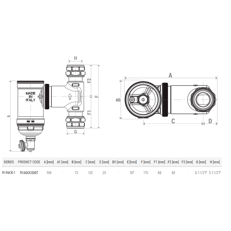 Casa si Gradina - Sanitare - Instalatii hidro - Sisteme filtrare instalatii - Separator magnetic de impuritati Giacomini R146CKX007, 1 1/2", cu racorduri cu piulita rotativa - Infinity.ro