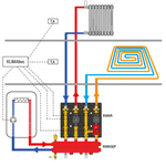 Casa si Gradina - Termice - Instalatii termice - Incalzire in pardosela - Grup de pompare cu vana de amestec cu bila Giacomini R586RY102, pompa de circulatie DAB EVOSTA2, 400mp - Infinity.ro