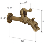 Casa si Gradina - Sanitare - Instalatii hidro - Robineti - Robinet de gradina Remer Rubinetterie 202LE, design vintage, fixare pe perete, actionare tip levier, alama - Infinity.ro