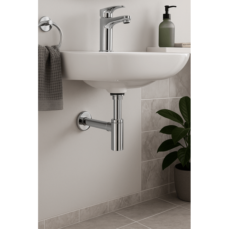 Casa si Gradina - Sanitare - Chiuveta bucatarie si accesorii - Accesorii chiuvete - Sifon lavoar Remer Rubinetterie Minutery 958L, design cilindric, diametru 32 mm, G 1 1/4, alama cromata - Infinity.ro
