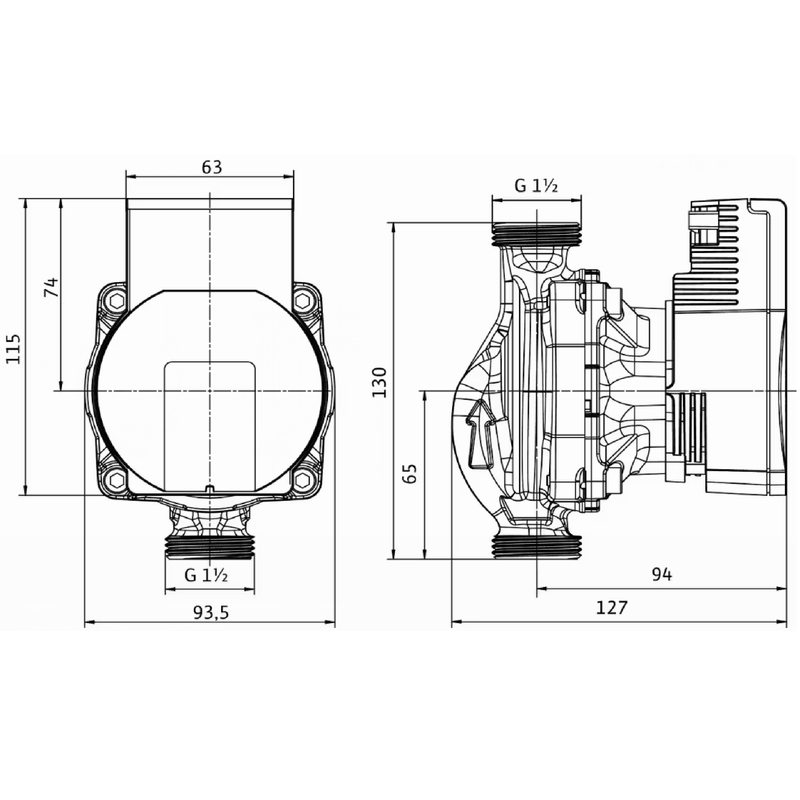 Casa si Gradina - Termice - Centrale termice si accesorii - Accesorii incalzire - Pompa de circulatie Giacomini P76WIY016 (Wilo Para), 25-130/7, inaltime pompare 7 m H2O, G 1 1/2" filet exterior, 130 mm - Infinity.ro
