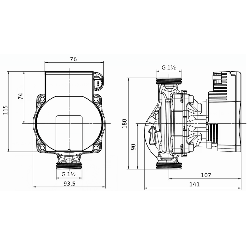 Casa si Gradina - Termice - Centrale termice si accesorii - Accesorii incalzire - Pompa de circulatie Giacomini P76WIY016 (Wilo Para), 25-130/7, inaltime pompare 7 m H2O, G 1 1/2" filet exterior, 130 mm - Infinity.ro