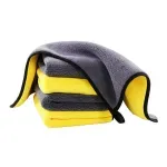 Auto si Moto - Intretinere auto - Produse curatare auto - Laveta din Microfibra pura si super absorbanta EMESZON®, 30x30 cm 800 GSM, curatare masina, geamuri, monitor, gri-galben - Infinity.ro