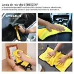 Auto si Moto - Intretinere auto - Produse curatare auto - Laveta din Microfibra pura si super absorbanta EMESZON®, 30x30 cm 800 GSM, curatare masina, geamuri, monitor, gri-galben - Infinity.ro