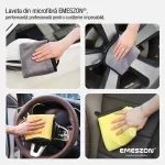 Auto si Moto - Intretinere auto - Produse curatare auto - Laveta din Microfibra pura si super absorbanta EMESZON®, 60x40 cm 800 GSM, curatare masina, geamuri, monitor, gri-galben - Infinity.ro