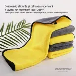 Auto si Moto - Intretinere auto - Produse curatare auto - Laveta din Microfibra pura si super absorbanta EMESZON®, 60x40 cm 800 GSM, curatare masina, geamuri, monitor, gri-galben - Infinity.ro