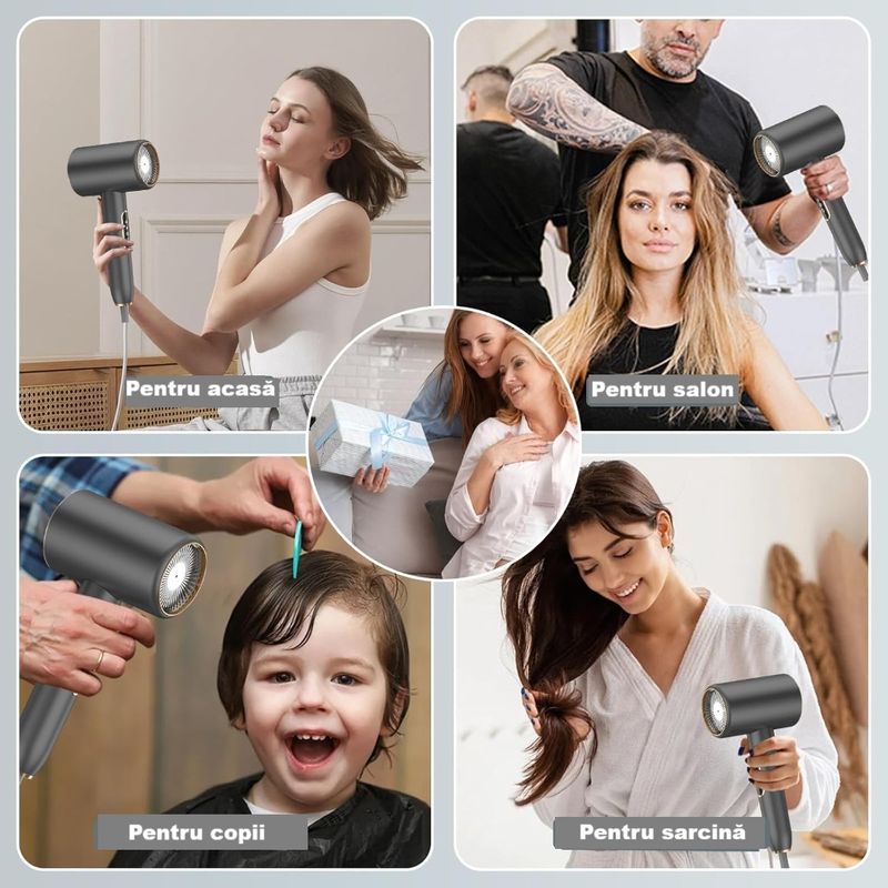 Ingrijire personala si Cosmetice - Aparate & accesorii ingrijire personala - Hair styling - Uscatoare de par - Uscator de par, uscator de par 2400 W cu afisaj LCD, 3 setari de temperatura, 2 trepte de viteza, cu uscare rapida - Infinity.ro