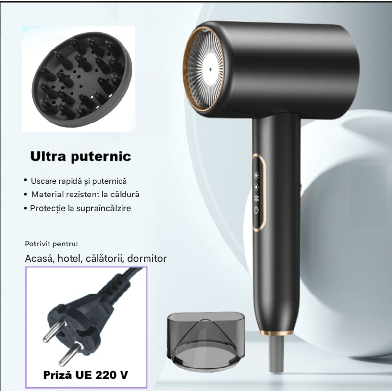 Ingrijire personala si Cosmetice - Aparate & accesorii ingrijire personala - Hair styling - Uscatoare de par - Uscator de par, uscator de par 2400 W cu afisaj LCD, 3 setari de temperatura, 2 trepte de viteza, cu uscare rapida - Infinity.ro