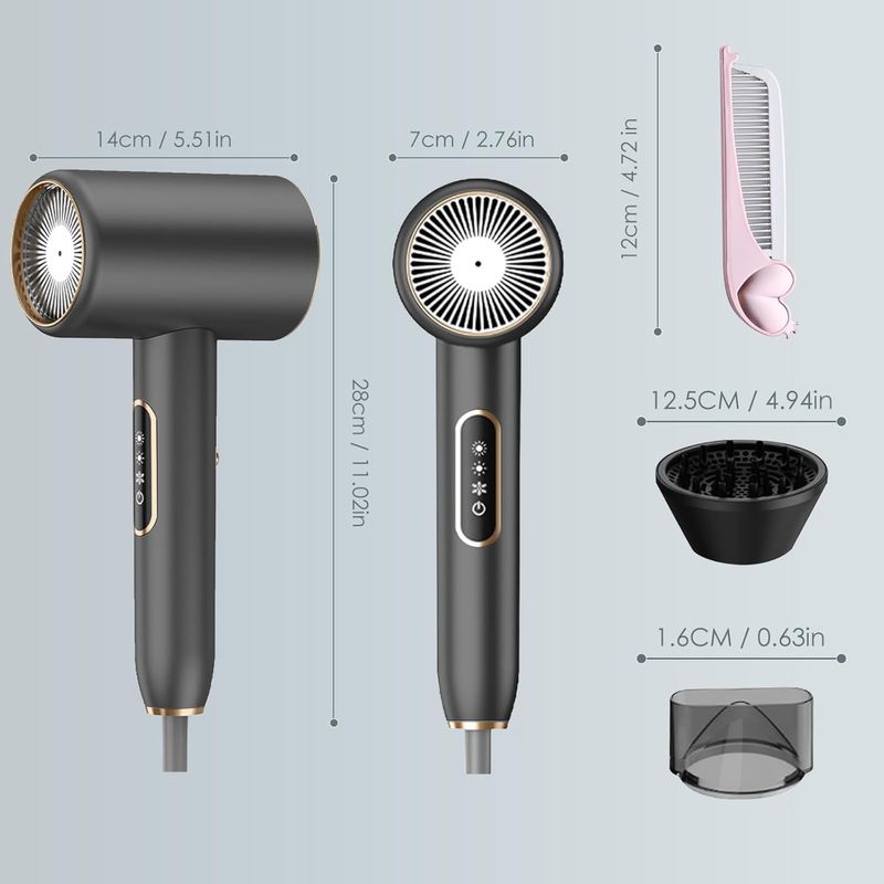 Ingrijire personala si Cosmetice - Aparate & accesorii ingrijire personala - Hair styling - Uscatoare de par - Uscator de par, uscator de par 2400 W cu afisaj LCD, 3 setari de temperatura, 2 trepte de viteza, cu uscare rapida - Infinity.ro