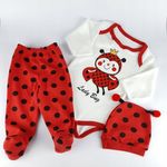 Fashion, accesorii si bijuterii - Copii - Imbracaminte copii - Treninguri si compleuri copii - Set compleu haine copii, format din body, pantaloni si caciulita - model Bondar , marime 68 - Infinity.ro