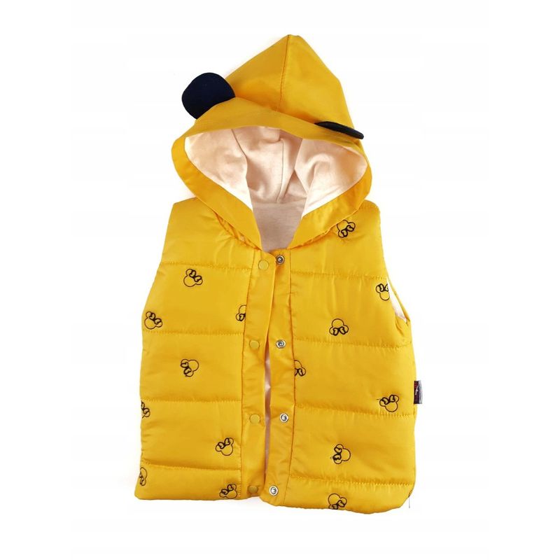 Fashion, accesorii si bijuterii - Copii - Imbracaminte copii - Treninguri si compleuri copii - Set compleu haine copii, format din bluza, vesta si pantaloni - Galben, marime 86 - Infinity.ro