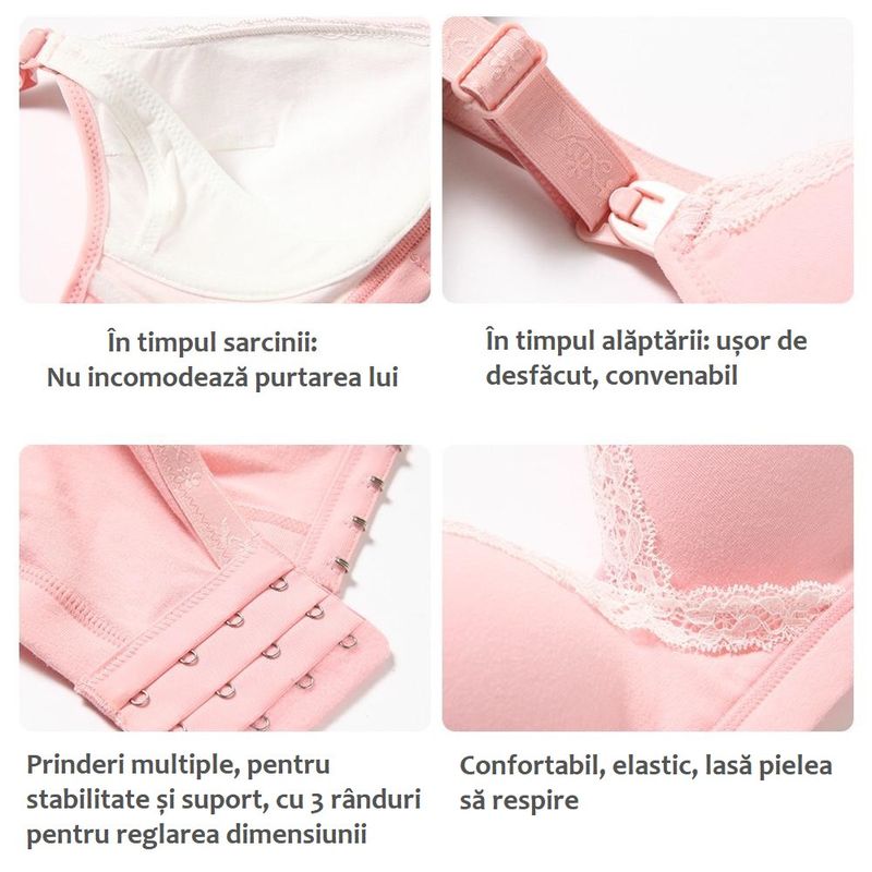 Fashion, accesorii si bijuterii - Femei - Lenjerie si pijamale femei - Lenjerie intima femei - Sutien maternitate pentru sarcina gravide, dar si postnatal, pentru alaptare, 2 in 1- ROZ,38 - Infinity.ro