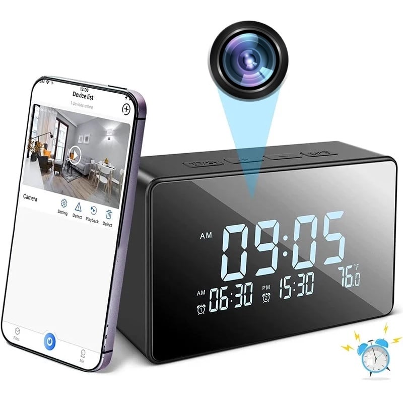 Laptop, Telefoane si Tablete - Wearables si gadgeturi - Gadgeturi - Dispozitive spionaj - Ceas de birou cu Camera Spion iUni IP61, Full HD, Wi-Fi, Night Vision, Termometru interior - Infinity.ro