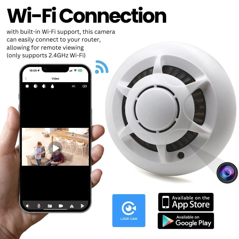 Laptop, Telefoane si Tablete - Wearables si gadgeturi - Gadgeturi - Dispozitive spionaj - Camera Spion Detector de fum iUni D103, 8GB, Wi-Fi, Vizualizare 4K - Infinity.ro