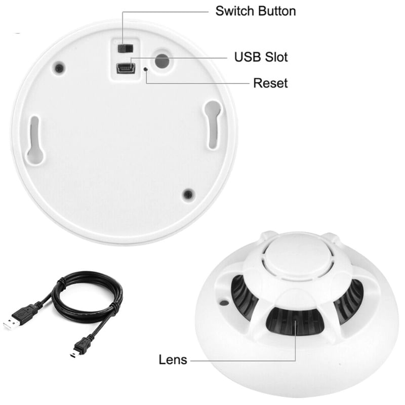 Laptop, Telefoane si Tablete - Wearables si gadgeturi - Gadgeturi - Dispozitive spionaj - Camera Spion Detector de fum iUni D103, 8GB, Wi-Fi, Vizualizare 4K - Infinity.ro