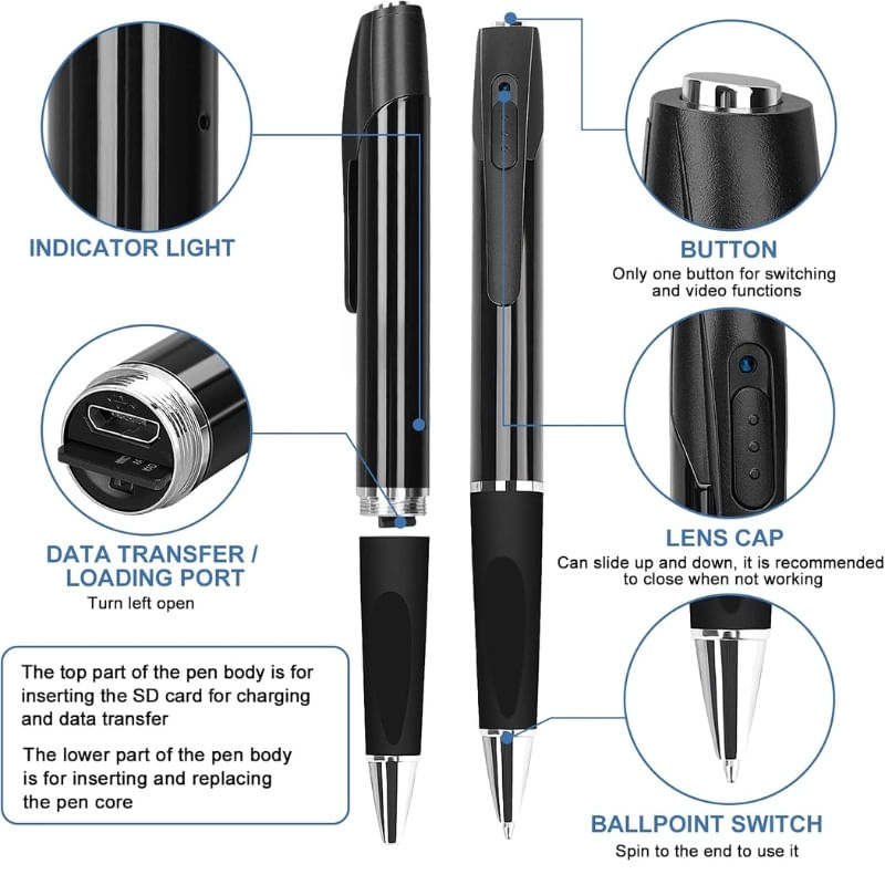 Laptop, Telefoane si Tablete - Wearables si gadgeturi - Gadgeturi - Dispozitive spionaj - Pix Spion Camera Full HD iUni W8, 32GB, Inregistrare Audio-Video, Foto - Infinity.ro