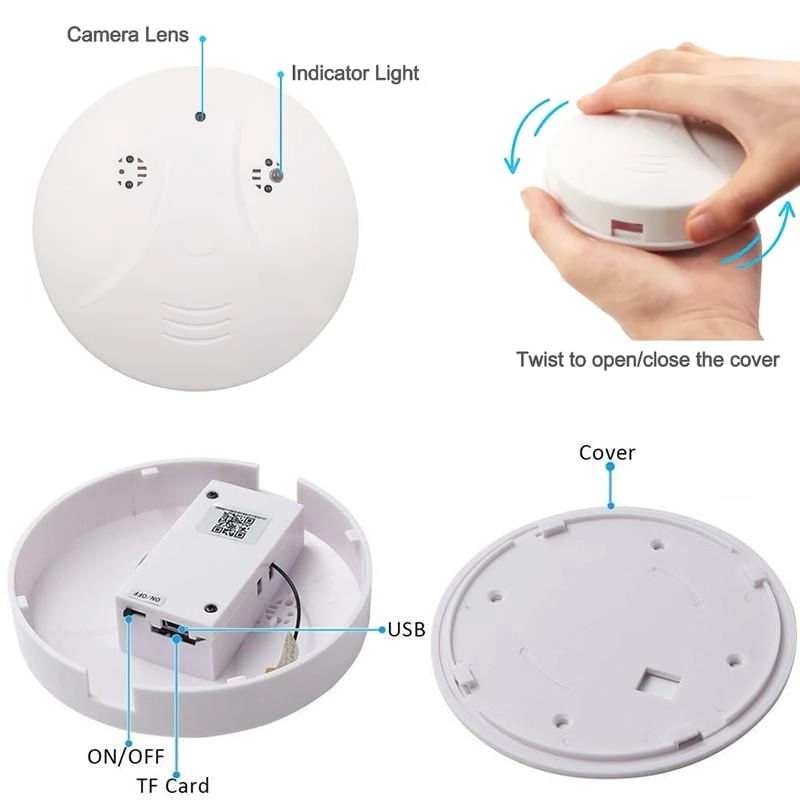 Laptop, Telefoane si Tablete - Wearables si gadgeturi - Gadgeturi - Dispozitive spionaj - Camera Spion Detector de fum iUni D101, Wi-Fi, Vizualizare 4K, Slot Card MicroSD - Infinity.ro