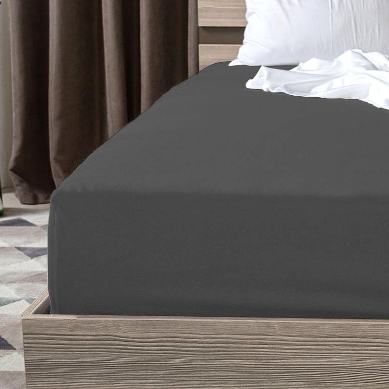 Casa si Gradina - Textile si covoare - Lenjerii de pat - Cearceafuri de pat - Husa de pat cu elastic Kotonia Home - Tricot, 100% bumbac, gri antracit, 100x200+30 cm - Infinity.ro