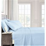 Casa si Gradina - Textile si covoare - Lenjerii de pat - Protectie saltea - Husa de pat cu elastic Kotonia Home Deco, 100% bumbac, Damasc Saten, dimensiune dungi 1 cm, Bleu Ciel, 100x200+20 cm - Infinity.ro