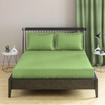 Casa si Gradina - Textile si covoare - Lenjerii de pat - Protectie saltea - Husa de pat cu elastic Kotonia Home Deco, 100% bumbac, Damasc Saten, dimensiune dungi 1 cm, Verde Fistic, 160x200+20 cm - Infinity.ro