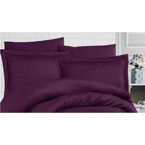 Set 2 fete de perna Kotonia Home Deco - Damasc Saten - 100% bumbac, dimensiune dungi 1 cm, Violet, 50x70 cm