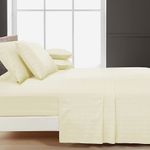 Casa si Gradina - Textile si covoare - Lenjerii de pat - Cearceafuri de pat - Cearsaf de pat Kotonia Home Deco, 100% bumbac, Damasc Saten, dimensiune dungi 1 cm, Vanilla, 150x240 cm - Infinity.ro