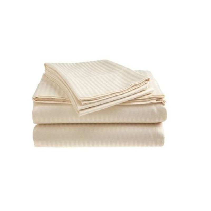 Casa si Gradina - Textile si covoare - Lenjerii de pat - Cearceafuri de pat - Cearsaf de pat Kotonia Home Deco, 100% bumbac, Damasc Saten, dimensiune dungi 1 cm, Vanilla, 150x240 cm - Infinity.ro