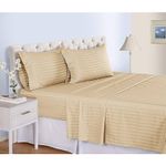 Casa si Gradina - Textile si covoare - Lenjerii de pat - Cearceafuri de pat - Cearsaf de pat Kotonia Home Deco, 100% bumbac, Damasc Saten, dimensiune dungi 1 cm, Huzelnuts, 150x240 cm - Infinity.ro