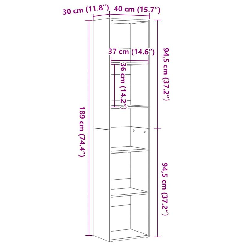 Casa si Gradina - Mobilier - Biblioteci si rafturi - Biblioteci - Dulap de carti din stejar negru 40x30x189 cm, lemn stratificat - Infinity.ro
