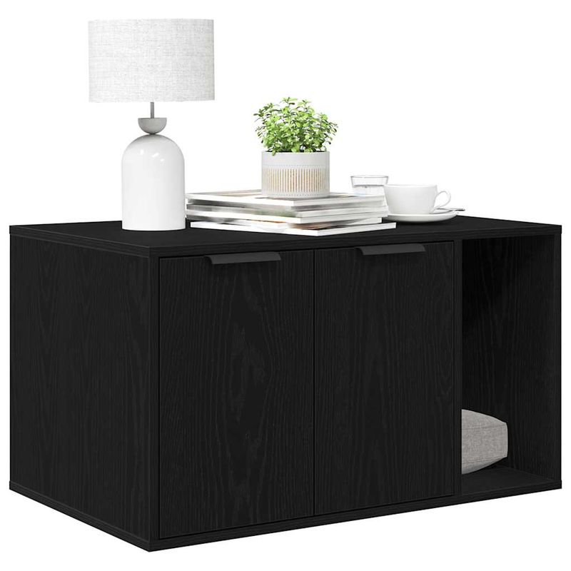 Petshop - Ingrijire si Igiena - Litiere si accesorii - Litiere acoperite - Litiera pentru pisici, imprejmuire, stejar negru, 80x50x45 cm, lemn stratificat - Infinity.ro