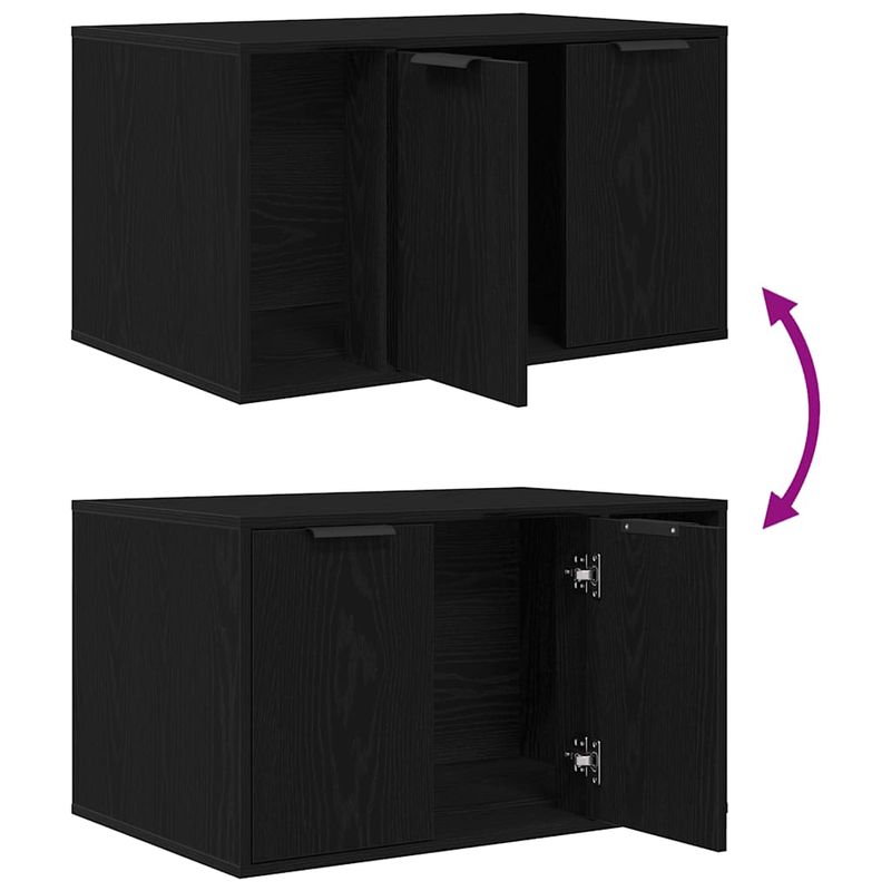 Petshop - Ingrijire si Igiena - Litiere si accesorii - Litiere acoperite - Litiera pentru pisici, imprejmuire, stejar negru, 80x50x45 cm, lemn stratificat - Infinity.ro