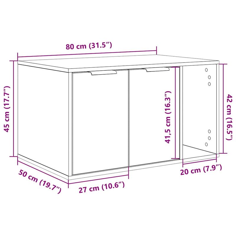 Petshop - Ingrijire si Igiena - Litiere si accesorii - Litiere acoperite - Litiera pentru pisici, imprejmuire, stejar negru, 80x50x45 cm, lemn stratificat - Infinity.ro
