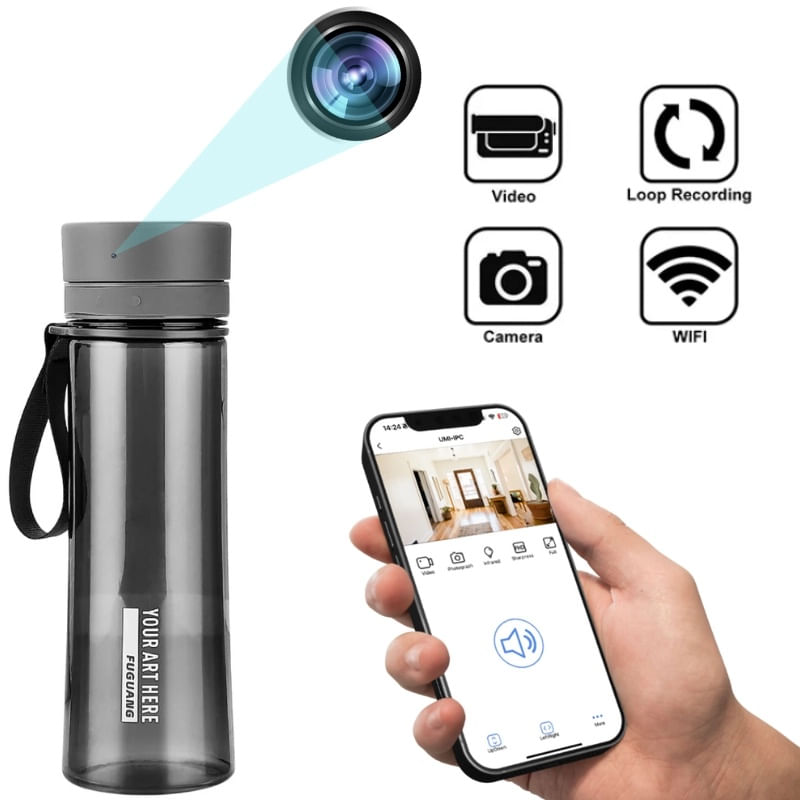 Laptop, Telefoane si Tablete - Wearables si gadgeturi - Gadgeturi - Dispozitive spionaj - Sticla cu Camera Spion iUni IP48, Wi-Fi, 32GB, Full HD, Vizualizare Live pe telefon - Infinity.ro