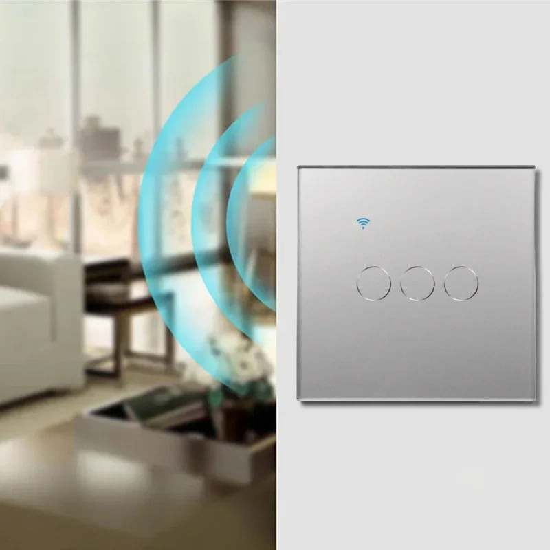 Casa si Gradina - Electrice - Distributie electrica si comanda - Intrerupatoare - Intrerupator smart touch, WiFi, Sticla securizata, iUni 3G, 10A, Control vocal, Smart Life / Tuya, LED, Silver - Infinity.ro