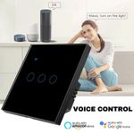 Casa si Gradina - Electrice - Distributie electrica si comanda - Intrerupatoare - Intrerupator smart touch, WiFi, Sticla securizata, iUni 3G, 10A, Control vocal, Smart Life / Tuya, LED, Black - Infinity.ro