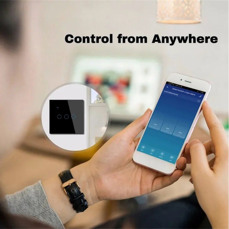 Casa si Gradina - Electrice - Distributie electrica si comanda - Intrerupatoare - Intrerupator smart touch, WiFi, Sticla securizata, iUni 3G, 10A, Control vocal, Smart Life / Tuya, LED, Black - Infinity.ro