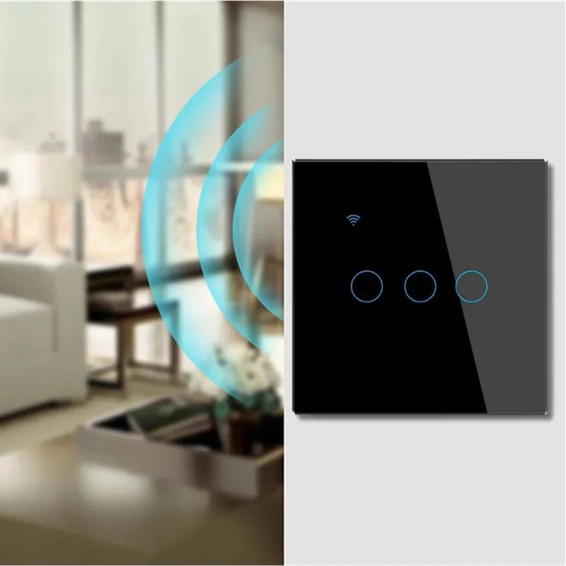 Casa si Gradina - Electrice - Distributie electrica si comanda - Intrerupatoare - Intrerupator smart touch, WiFi, Sticla securizata, iUni 3G, 10A, Control vocal, Smart Life / Tuya, LED, Black - Infinity.ro