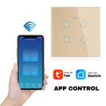 Casa si Gradina - Electrice - Distributie electrica si comanda - Intrerupatoare - Intrerupator smart touch, WiFi, Sticla securizata, iUni 4G, 10A, Control vocal, Smart Life / Tuya, LED, Gold - Infinity.ro