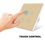 Casa si Gradina - Electrice - Distributie electrica si comanda - Intrerupatoare - Intrerupator smart touch, WiFi, Sticla securizata, iUni 4G, 10A, Control vocal, Smart Life / Tuya, LED, Gold - Infinity.ro