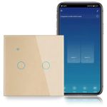Casa si Gradina - Electrice - Distributie electrica si comanda - Intrerupatoare - Intrerupator smart touch, WiFi, Sticla securizata, iUni 2G, 10A, Control vocal, Smart Life / Tuya, LED, Gold - Infinity.ro