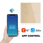 Casa si Gradina - Electrice - Distributie electrica si comanda - Intrerupatoare - Intrerupator smart touch, WiFi, Sticla securizata, iUni 2G, 10A, Control vocal, Smart Life / Tuya, LED, Gold - Infinity.ro